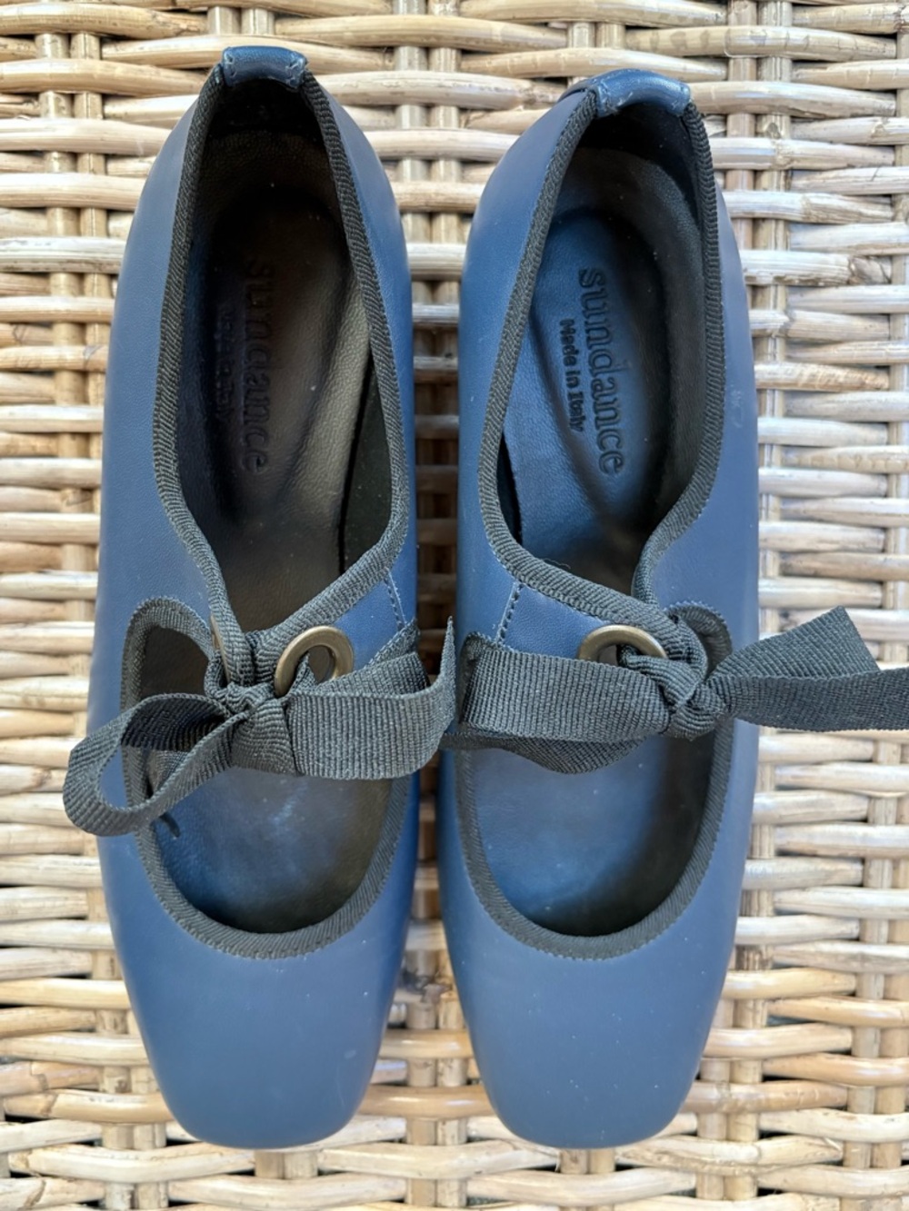 Sundance Navy Blue Bow-tie Mary Jane Flats